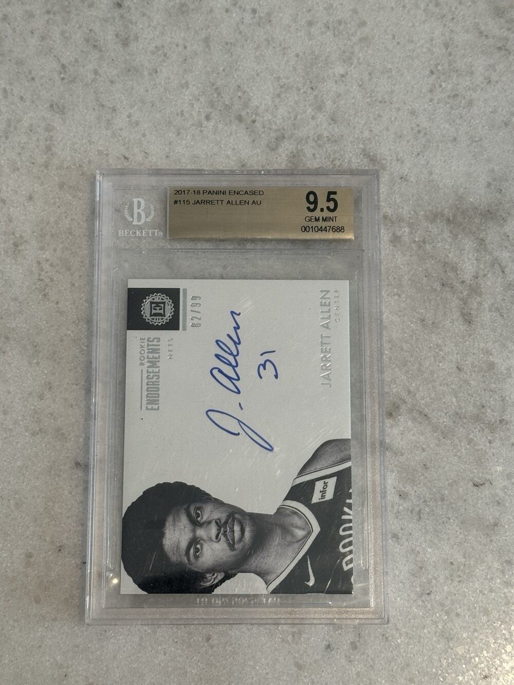 2017 Panini Encased Rookie Endorsements 82/99 Jarett Allen BGS 9.5 Gem RC Auto